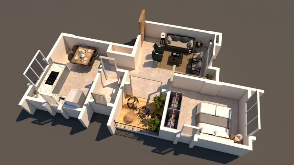 1 BHK Hall Attach Terrace